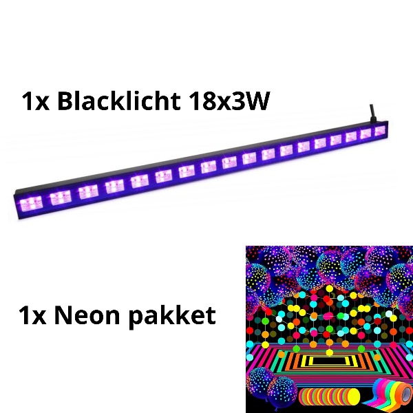 Blacklight par 18x3W inclusief versiering Blacklight par 18x3W inclusief versiering